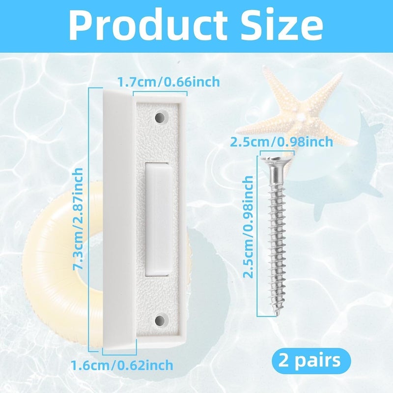 Pretwad 2Pack Door Bell Buttons Wired, Wired Door Bell Push Buttons LED Door Chime/White Door Bell Button, Lighted Doorbell Button for Most Door Bell Chimes White Light, Wall Mounted Doorbell Switch Garage - Image 2